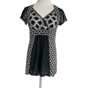 ANAC Small  Top Blouse Korea Abstract Art to Wear